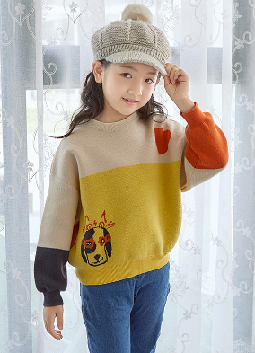 冬季新款男女童针织衫毛衣圆领时尚韩版